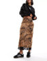 Фото #2 товара Miss Selfridge chiffon double layer bias maxi skirt in animal print