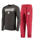 ფოტო #1 პროდუქტის Men's Crimson, Heathered Charcoal Distressed Washington State Cougars Meter Long Sleeve T-shirt and Pants Sleep Set