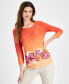 Фото #1 товара Women's Printed 3/4-Sleeve Top, Created for Macy's