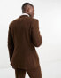 ASOS DESIGN skinny wool mix suit jacket in herringbone in brown