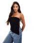 Bershka knitted longline bandeau top in black Черный, XS - EU 34 - фото #1