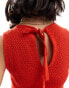 Фото #2 товара JDY knitted tank top with back tie detail in red