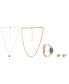 Фото #3 товара Часы и аксессуары Jessica Carlyle женские аналоговые, кварцевые с тремя стрелками, металлический браслет с золотистым оттенком, 34 мм, набор для подарка