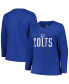 ფოტო #1 პროდუქტის Women's Royal Indianapolis Colts Plus Size Foiled Play Long Sleeve T-shirt