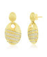 Фото #1 товара Gold Plated Over Sterling Silver Double Oval Brushed CZ Earrings