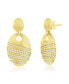 ფოტო #1 პროდუქტის Gold Plated Over Sterling Silver Double Oval Brushed CZ Earrings