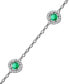Sapphire (7/8 ct. t.w.) & Diamond (1/4 ct. t.w.) Halo Chain Link Bracelet in 14k White Gold (Also in Ruby & Emerald)
