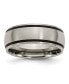 ფოტო #1 პროდუქტის Titanium Brushed with Black Rubber Wedding Band Ring
