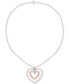 ფოტო #3 პროდუქტის Diamond Double Heart 18" Pendant Necklace (1/10 ct. t.w.) in Sterling Silver & 14k Rose Gold-Plate