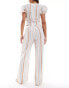 Фото #5 товара ASOS DESIGN Carrie cotton co-ord wide leg beach trouser in multi stripe