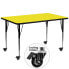 Mobile 30''W X 72''L Rectangular Yellow Hp Laminate Activity Table - Standard Height Adjustable Legs