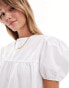 Фото #4 товара ASOS DESIGN tie back puff sleeve smock top in white