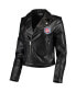 ფოტო #3 პროდუქტის Women's Black Chicago Cubs Faux Leather Moto Full-Zip Jacket