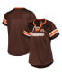 ფოტო #1 პროდუქტის Women's Brown Cleveland Browns Plus Size Original State Lace-Up T-shirt