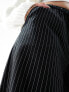 Stradivarius tailored pull on trouser in black pinstripe