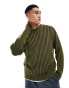 ASOS DESIGN knitted jumper in plated rib in khaki