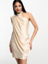 Фото #1 товара Платье ASOS - Однобортное мини-платье в сером с асимметричным кроем и водопадным вырезом на спине