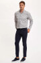 Erkek Grey Melange Ekose Modern Fit Uzun Kollu Gömlek R4780AZ20AU