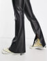 Фото #3 товара ONLY faux leather split leg flared trousers in black