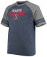 ფოტო #3 პროდუქტის Men's Big and Tall Navy, Heathered Gray New York Giants Throwback 2-Stripe Raglan T-shirt