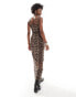 Noisy May mesh maxi dress in leopard print