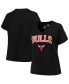 Фото #1 товара Women's Black Chicago Bulls Plus Size Arch Over Logo V-Neck T-shirt