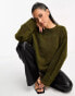 Фото #8 товара Pretty Lavish oversized borg knit jumper in dark olive