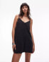 Topshop tie back playsuit in black cupro