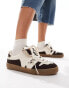 Фото #1 товара Stradivarius leather trainer in cow print