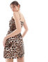 Vero Moda cami dress with split in leopard print