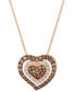 ფოტო #1 პროდუქტის GODIVA x Le Vian® Chocolate & Nude Diamond (1-1/4 ct. t.w.) Heart 20" Adjustable Pendant Necklace in 14k Rose Gold