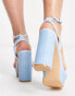 Glamorous Wide Fit espadrille platform heel sandals in blue