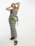 Фото #1 товара COLLUSION Plus striped maxi skirt co-ord in green