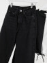 Weekday Rowe extra high waist straight leg jeans in echo black - BLACK