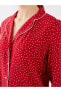 Фото #10 товара Пижама с длинным рукавом и воротником на пуговицах в горошек для женщин.