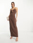 Фото #2 товара NA-KD x Annijor maxi dress with cut out detail in brown