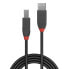 Lindy 10m USB 2.0 Type A to B Cable - Anthra Line - 10 m - USB A - USB B - USB 2.0 - 480 Mbit/s - Black - Grey - Red