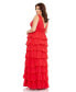 Women's Plus Size Ruffle Tiered Sleeveless V Neck Gown