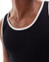 ASOS DESIGN muscle fit rib vest with contrast binding in black