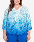 Фото #1 товара Plus Size Tradewinds Ombre Leaves Buttoned Split Neck Top