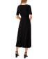 Фото #2 товара Petite V-Neck Short-Sleeve Belted Jersey Midi Dress