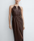 Фото #2 товара Women's Leather-Effect Halter Dress