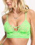 ASOS DESIGN Emi fishnet lace longline soft bra in bright green