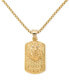 ფოტო #1 პროდუქტის Crystal Lion Head & Greek Key Dog Tag 24" Pendant Necklace in Yellow Ion-Plated Stainless Steel