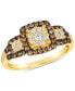 Chocolatier® Chocolate Diamond & Vanilla Diamond Square Framed Cluster Ring (1/2 ct. t.w.) in 14k Gold