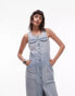 Topshop denim sleeveless maxi dress in bleach