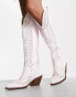 Фото #6 товара ASOS DESIGN Chester contrast stitch western knee boot in white
