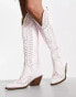 ASOS DESIGN Chester contrast stitch western knee boot in white