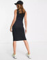 Flounce London Maternity ribbed midi dress in black