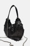 Sequinned mini bucket bag